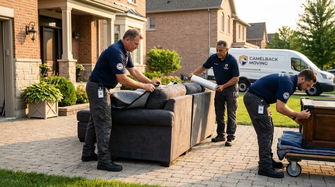 Large estate moving crew wrapping furniture in Beloit, KS