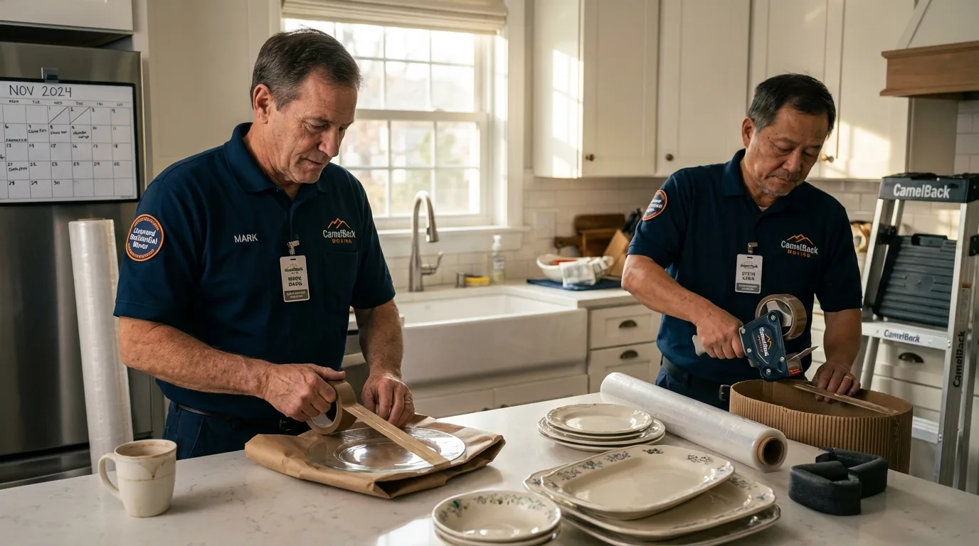 Professional crew packing kitchen dishware in Beloit, KS